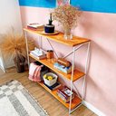 Ver imagem 2 de Aparador de Ferro Industrial Carvalho e Branco