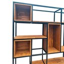 Ver imagem 6 de Estante Divisória de Ambientes - Modelo Industrial com Ferro Cor Preta e Madeira Maciça Cor Imbuia