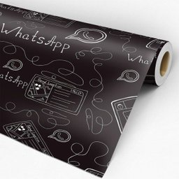 Papel de Parede Auto-Adesivo Tema WHATSAPP PRETO E BRANCO PPC-184 - 0,60 X 2,50M - 1