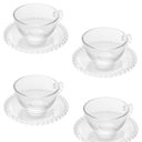 Ver imagem 1 de Conjunto 4 Xícaras de Chá com Pires Pearl Wolff 180 Ml Transparente