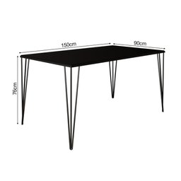 Mesa de Jantar Elen Retangular Tampo de Madeira 150x90cm Preto - 2