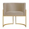 Poltrona Decorativa Sala Estar Recepção Escritório Luana Base Gold Veludo Bege - Montanaris Decor - 3