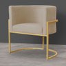Poltrona Decorativa Sala Estar Recepção Escritório Luana Base Gold Veludo Bege - Montanaris Decor - 2