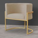Ver imagem 2 de Poltrona Decorativa Sala Estar Recepção Escritório Luana Base Gold Veludo Bege - Montanaris Decor