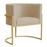 Poltrona Decorativa Sala Estar Recepção Escritório Luana Base Gold Veludo Bege - Montanaris Decor - 1
