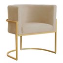 Ver imagem 1 de Poltrona Decorativa Sala Estar Recepção Escritório Luana Base Gold Veludo Bege - Montanaris Decor