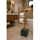 Ver imagem 4 de Porta Papel Higiênico de Piso com Suporte para 2 Rolos em Mármore Verde Guatemala