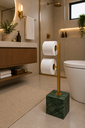 Ver imagem 4 de Porta Papel Higiênico de Piso com Suporte para 2 Rolos em Mármore Verde Guatemala