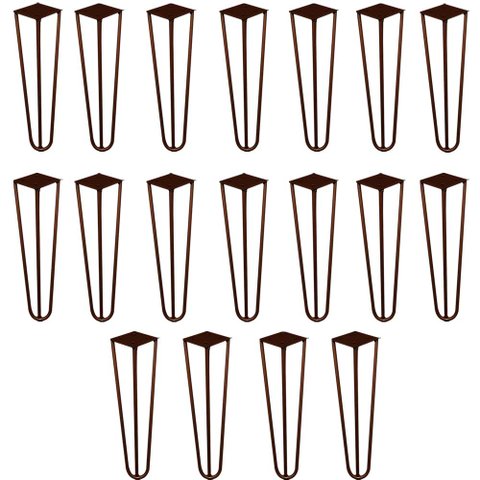 Kit 18 Pés de Metal 30 CM Hairpin Legs Mesa de Canto Rack e Puffs Bronze