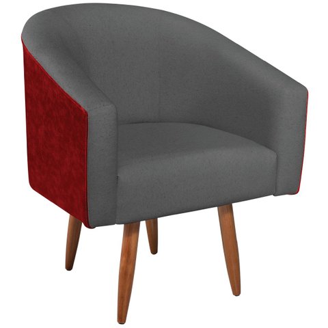 Poltrona Luiza Pés Palito Factor Vermelho e Linho - Doce Sonho Móveis POLTRONAS POLTRONAS PARA SALA 