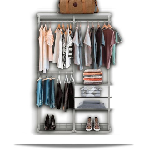Cabideiro Arara Closet Casal Prateleira Aço Aramado - 1,30m - Branco