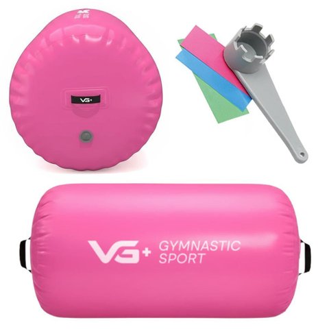 Rolo Inflável para Ginástica 120cm Roller Yoga com Bomba Elétrica 220v Vg Plus Rosa