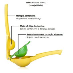 Espremedor Manual Duplo Laranja Limão Suco Metal Reforçado - 3