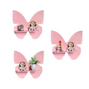 Trio de Prateleira Borboleta - Mdf, Design Criativo e Versátil para Decoração