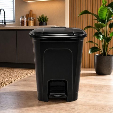 Lixeira com Pedal Nitron 16L Plástico Abertura por Pedal Preto