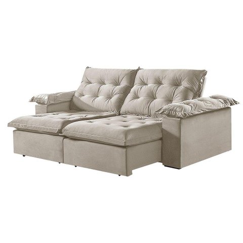 Sofá 4 Lugares Retrátil e Reclinável Martins M-147 Veludo Creme