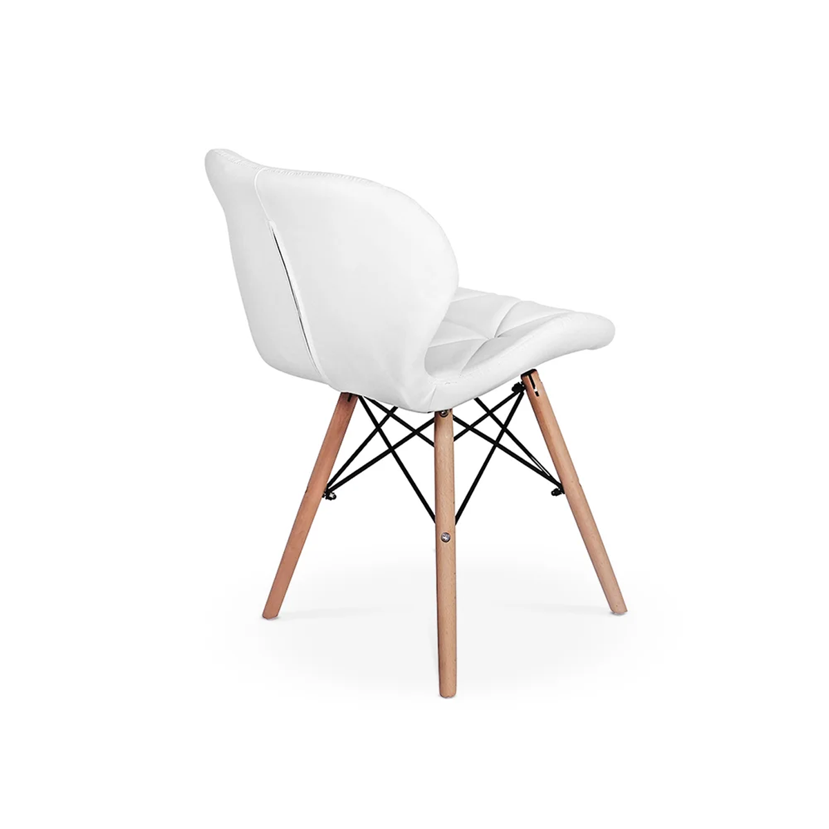 Cadeira de Jantar Charles Eames Eiffel Slim Estofada Branca - 4