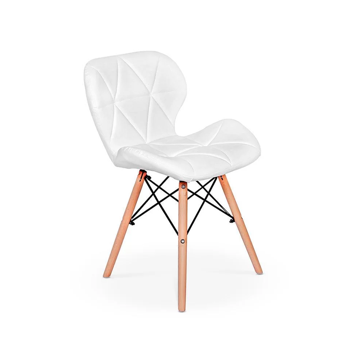 Cadeira de Jantar Charles Eames Eiffel Slim Estofada Branca - 3