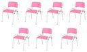 Ver imagem 2 de Kit 7 Cadeira Iso Infantil Creche, Escola Base Branco Rosa