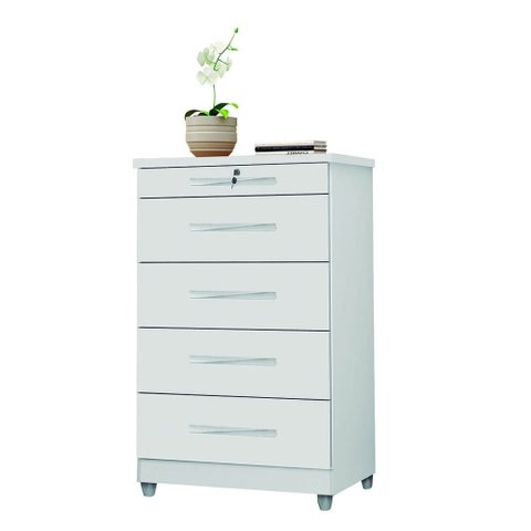 Cômoda 5 Gavetas Emas Móveis Branco Primus