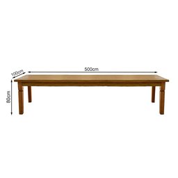 Mesa de Jantar Retangular 5m Rústica em Madeira Maciça Demolição - 3