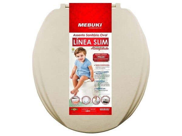 Assento Sanitário Oval Almofadado Slim Areia - 1