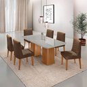Ver imagem 1 de Mesa de Jantar Eloise 180cm Tampo Mdf Vidro com 6 Cadeiras Eloise Moderna Mobília