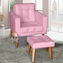 Ver imagem 1 de Sofá/poltrona/cadeira Decorativa Glamour Dubai com Puff e Pés em Madeira Rosê