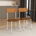 Ver imagem 1 de Kit 2 Cadeiras Estofadas Ergonômicas 288 Branco e Camel
