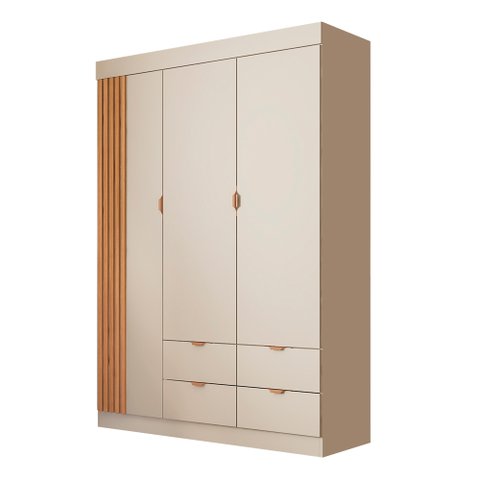 Guarda Roupa Infantil Liz 136cm 3 Portas 100% Mdf Off White/freijo - Sallar Home