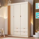 Ver imagem 2 de Guarda Roupa Infantil Liz 136cm 3 Portas 100% Mdf Off White/freijo - Sallar Home