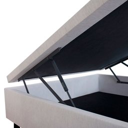 Cama Box Baú Viúva 128x188x42cm Courino Linho com Pistão a Gás - 6 Cama Box Baú Viúva 128x188x42cm Courino Linho com Pistão a Gás - 6