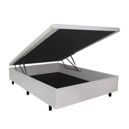Cama Box Baú Viúva 128x188x42cm Courino Linho com Pistão a Gás - 5 Cama Box Baú Viúva 128x188x42cm Courino Linho com Pistão a Gás - 5