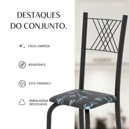 Conjunto de Mesa Tubular 70x70cm Tampo em Mdf 4 Cadeiras Sara - 13