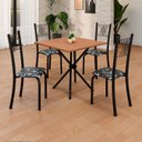 Ver imagem 1 de Conjunto de Mesa Tubular 70x70cm Tampo em MDF 4 Cadeiras Sara Preto/Floral/Txt