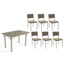 Ver imagem 1 de Sala de Jantar Completa Elba Tampo Madeirado C/ Vidro 120cm e 6 Cadeiras Zaria Niquel/freijo Bronze