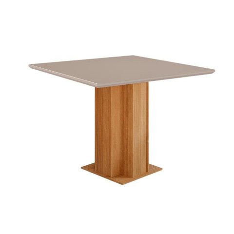 Mesa para Cozinha Sophia + Tampo Madeirado Vidro 95x95cm Nature/Off White - Cimol