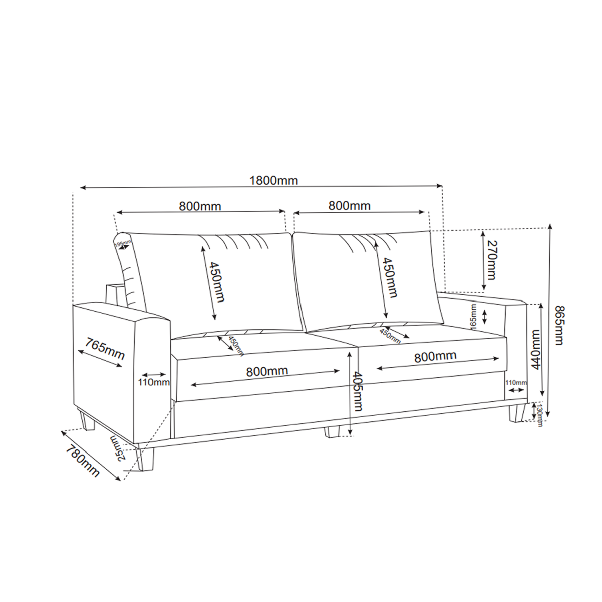 Conjunto Estofado Living 3 Lugares + 2 Poltrona Napoles Linho Inox - 5