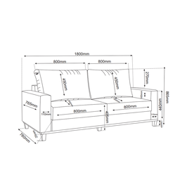 Conjunto Estofado Living 3 Lugares + 2 Poltrona Napoles Linho Inox - 5