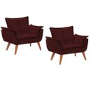 Ver imagem 1 de Kit 02 Poltronas Opala Suede Marsala Pés Palito