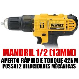 Furadeira Parafusadeira De Impacto 1/2 Bateria 20v Dewalt + Bolsa 32 Bolsos - 2
