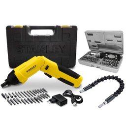 Parafusadeira Angular 4V Litiun com 30 Peças Scs4K Stanley + 41 Bits e Extensor - 1