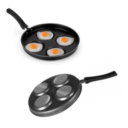 Frigideira 4 em 1 Multiuso com Divisórias Antiaderente Ovos Hamburgers - Preta - 2