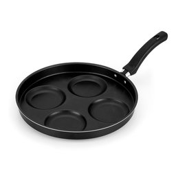 Frigideira 4 em 1 Multiuso com Divisórias Antiaderente Ovos Hamburgers - Preta - 1