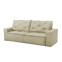 Sofá Retrátil e Reclinável 3 lugares com Molas 1,80m Alana Suede Bege Madelina - 5