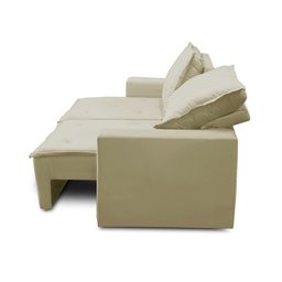 Sofá Retrátil e Reclinável 3 lugares com Molas 1,80m Alana Suede Bege Madelina - 7