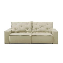 Sofá Retrátil e Reclinável 3 lugares com Molas 1,80m Alana Suede Bege Madelina - 4