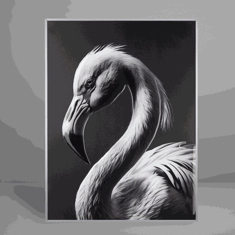 Quadro Decorativo Bw Flamingo Relevo