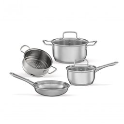 Jogo de Panelas Brinox Aço Inox Fundo Triplo Jasmin 4 Peças com Indução Inox - 1