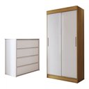 Ver imagem 3 de Guarda-roupa Solteiro Sirius 2 Portas 2 Gavetas e Cômoda 4 Gavetas - Panorama Móveis